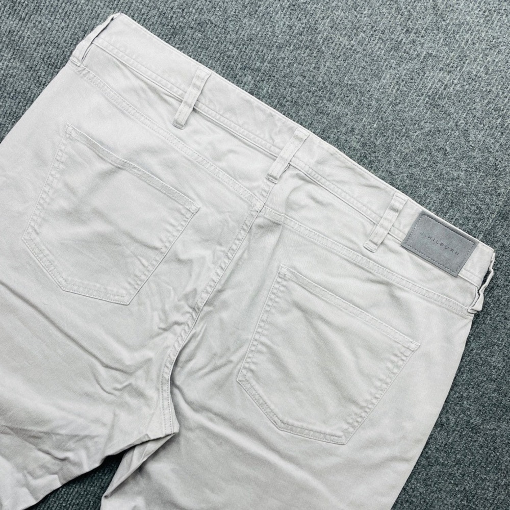 J.Hilburn BRS Mens 5-Pocket Chino Pants Light Gray 36 Straight Stretch Trousers